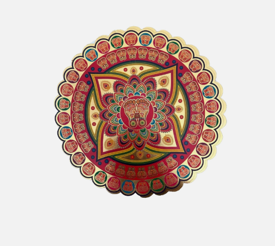 Hindu Diwali Auspicious Rangoli Art Square Sticker Holographic Fleck Approx 25cm
