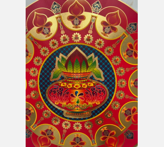 Hindu Diwali Auspicious Rangoli Art Square Sticker Holographic Fleck Approx 25cm
