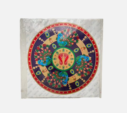 Hindu Diwali Auspicious Rangoli Art Square Sticker Holographic Fleck Approx 25cm
