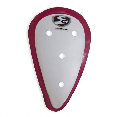 Cricket L Guard | Abdominal Pad - SG Litevate | Red and White | Adult | 185 mm