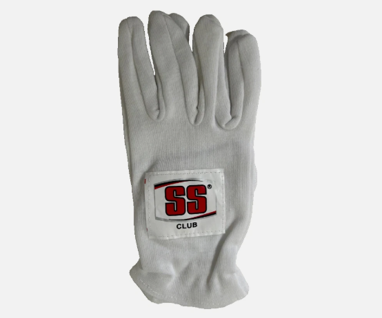 Cricket Batting Inner Gloves | White  | SS Club | Comfortable | Mens