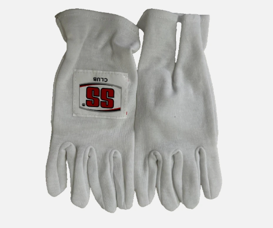 Cricket Batting Inner Gloves | White  | SS Club | Comfortable | Mens
