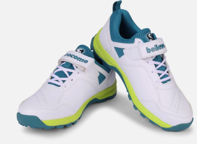 Cricket Shoes | SG CENTURY 6.0 - Sleek Design | White/Sea Green/Fluro Green