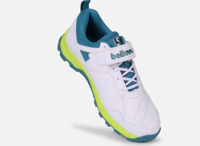 Cricket Shoes | SG CENTURY 6.0 - Sleek Design | White/Sea Green/Fluro Green