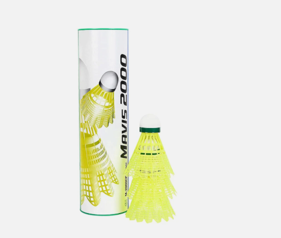 YONEX Mavis 2000 Green Cap Nylon Shuttle - Yellow (Slow, Pack of 6)