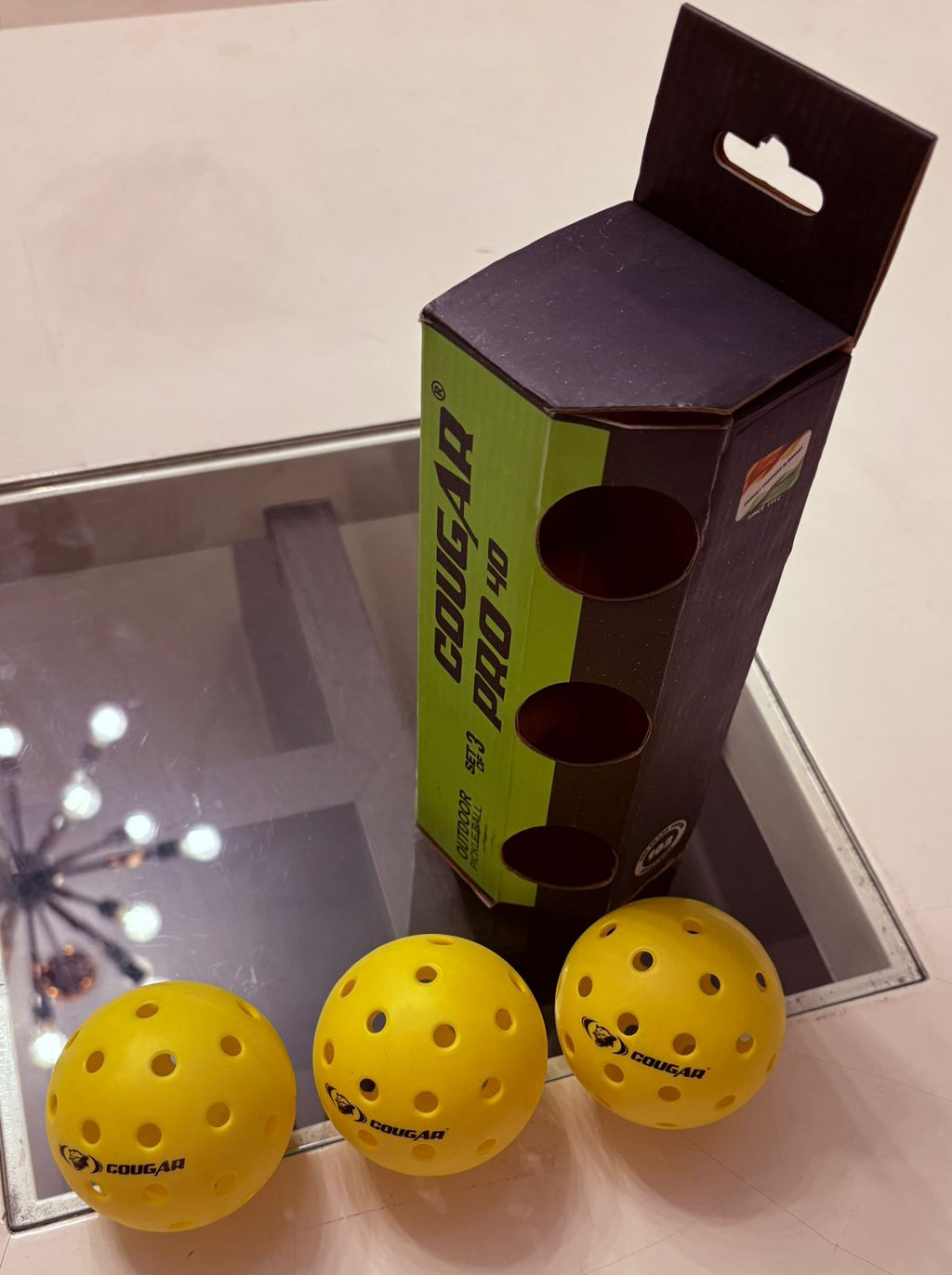 Pickleball Set of 3 – COUGAR PRO 40 Outdoor Balls | High Visibility Yellow