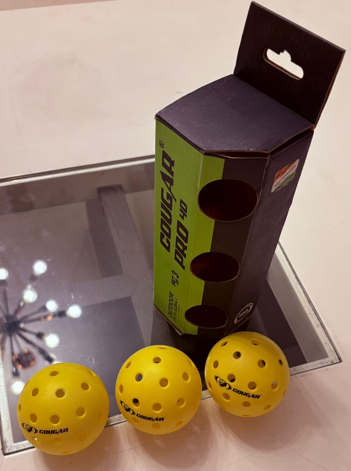Pickleball Set of 3 – COUGAR PRO 40 Outdoor Balls | High Visibility Yellow