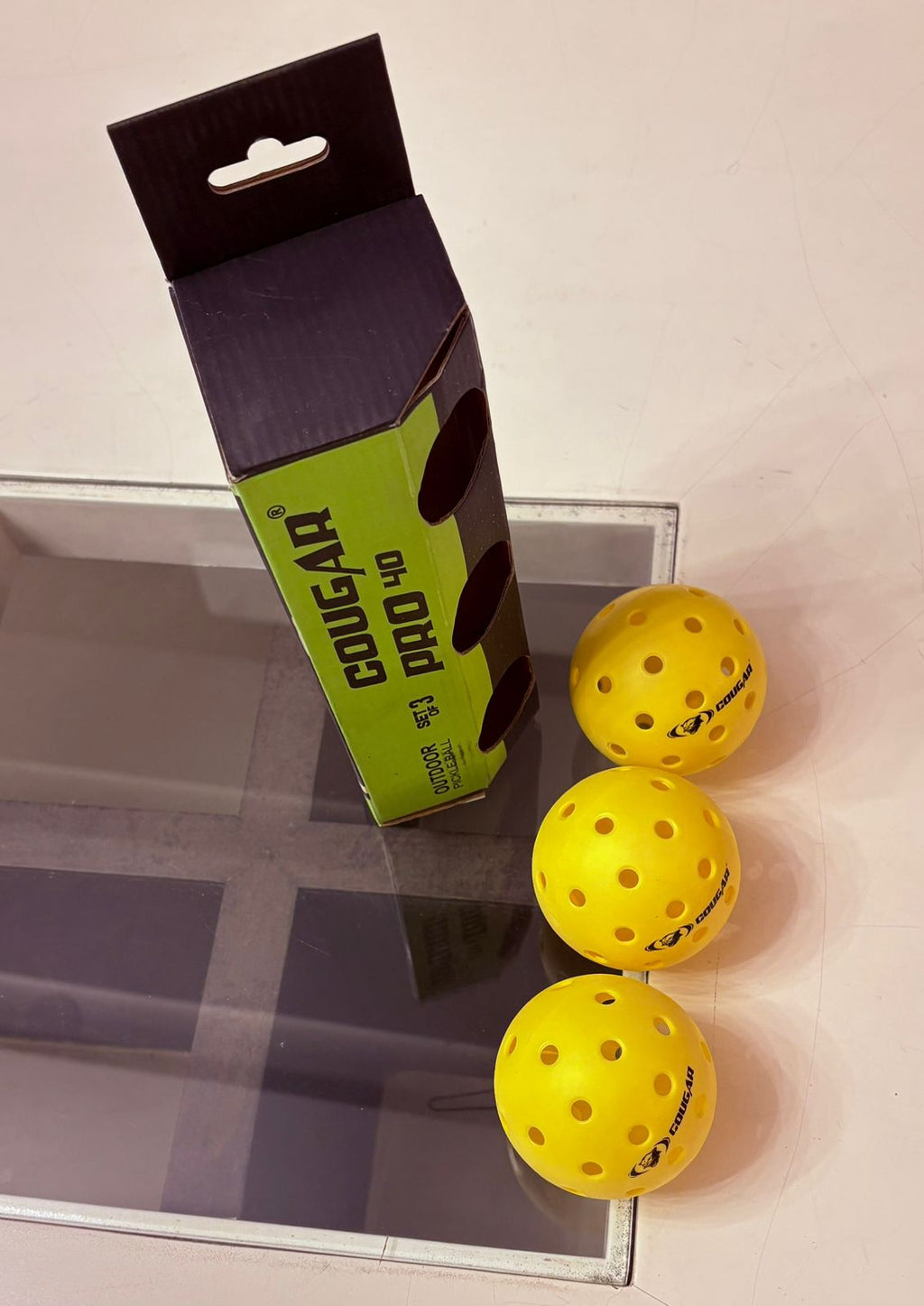 Pickleball Set of 3 – COUGAR PRO 40 Outdoor Balls | High Visibility Yellow