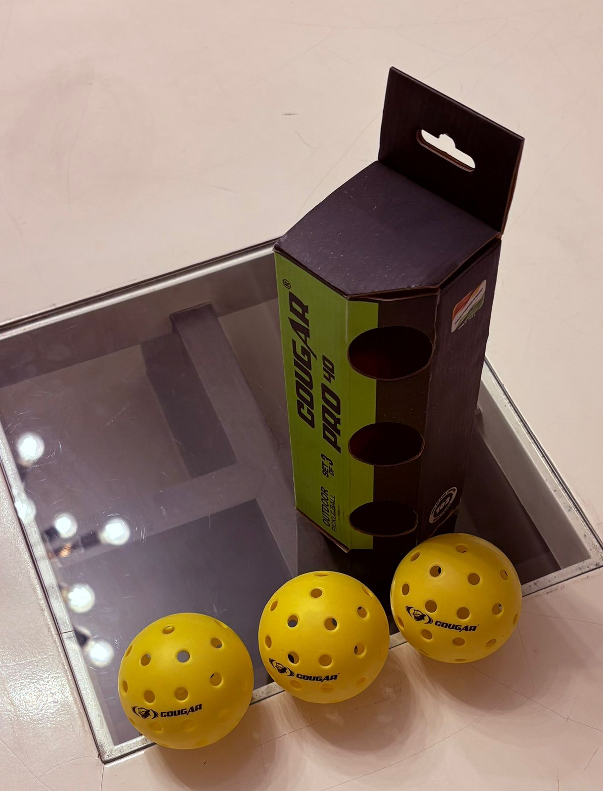 Pickleball Set of 3 – COUGAR PRO 40 Outdoor Balls | High Visibility Yellow