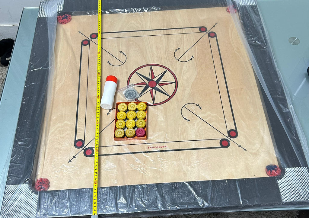 Carrom Board Set with Coins & Striker 3 Inch  | Durable Wooden Board - 89cm