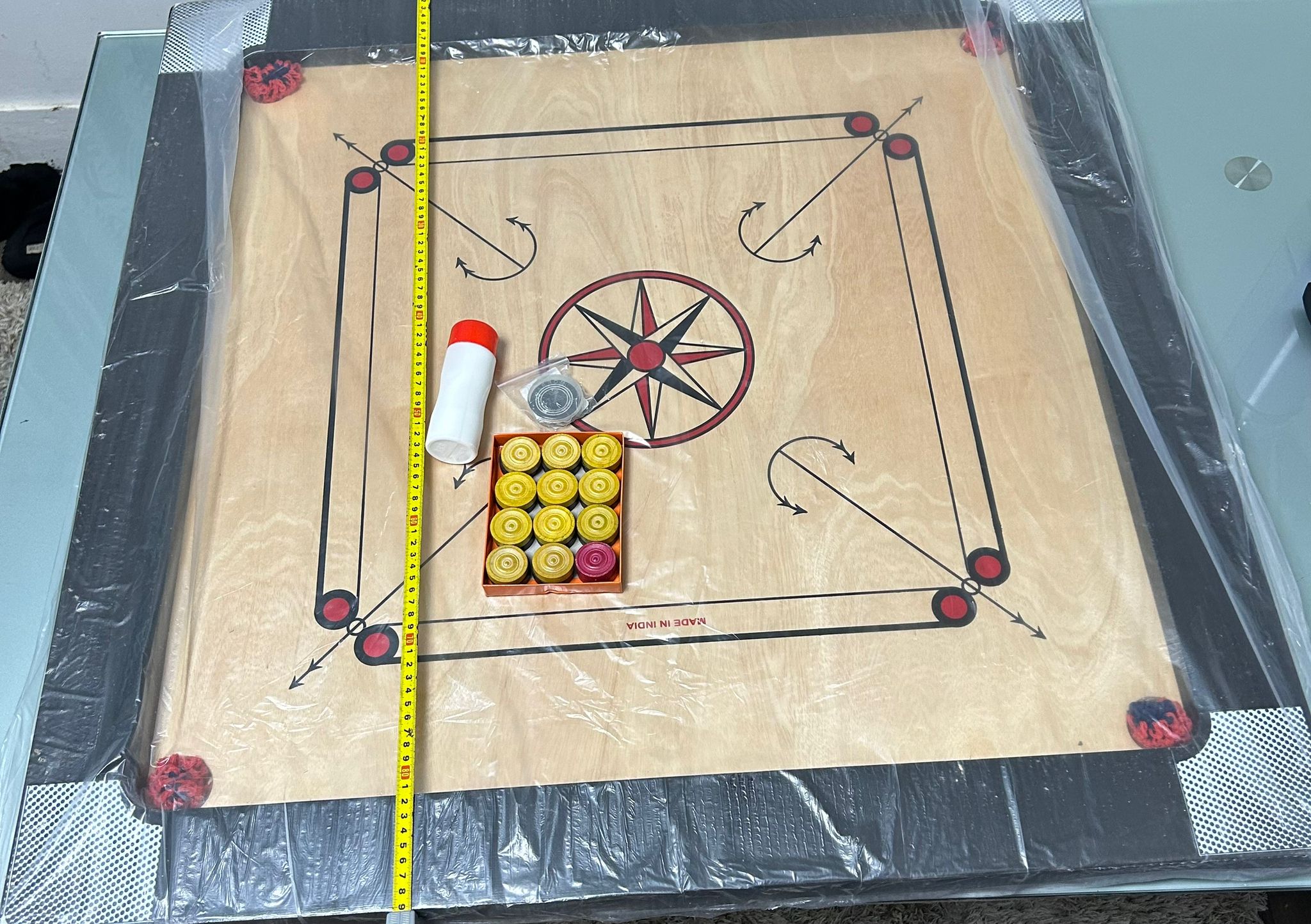 Carrom Board Set with Coins & Striker 3 Inch  | Durable Wooden Board - 89cm