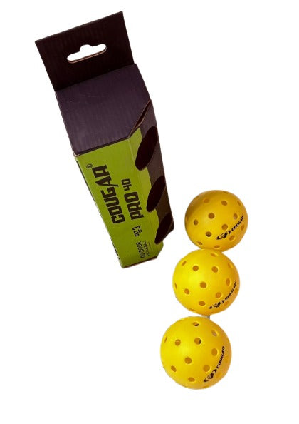 Pickleball Set of 3 – COUGAR PRO 40 Outdoor Balls | High Visibility Yellow